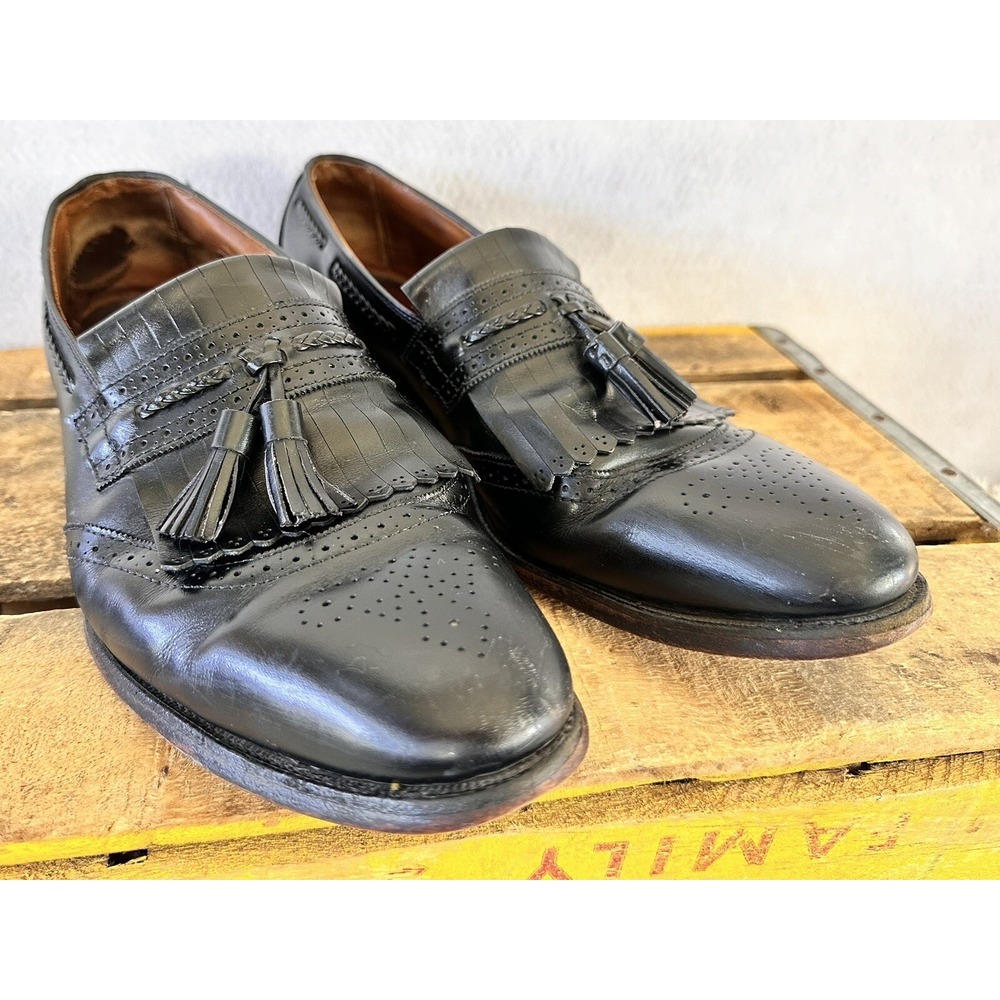 Allen Edmonds Tasseled Dress Shoes‎ Men's US 13 B Black Leather Kiltie Bradenton